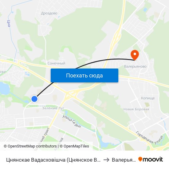 Цнянскае Вадасховішча (Цнянское Водохранилище) to Валерьяново map