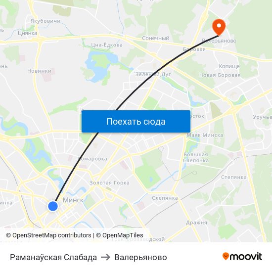 Раманаўская Слабада to Валерьяново map