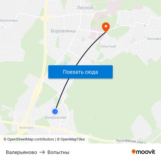 Валерьяново to Вопытны map