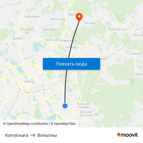 Катоўскага to Вопытны map