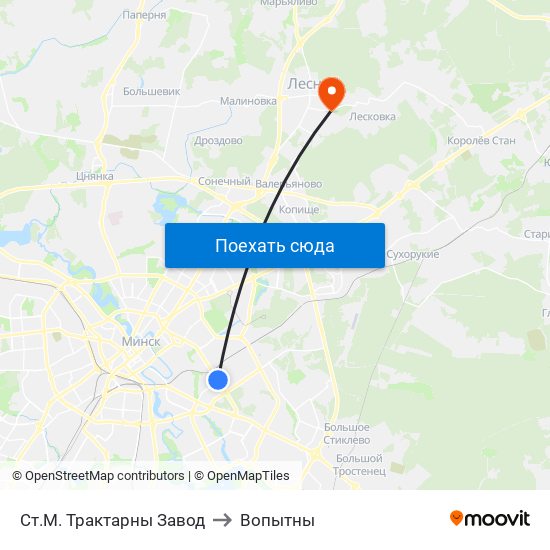 Ст.М. Трактарны Завод to Вопытны map