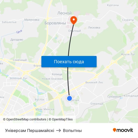 Універсам Першамайскі to Вопытны map