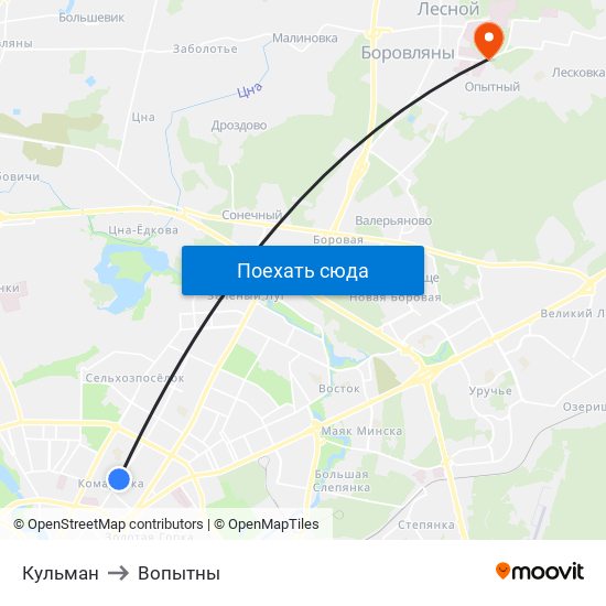 Кульман to Вопытны map