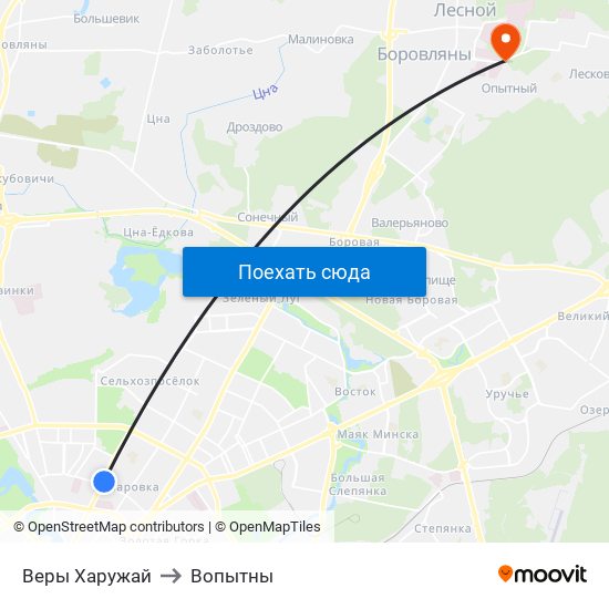 Веры Харужай to Вопытны map