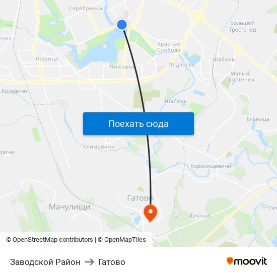 Заводской Район to Гатово map