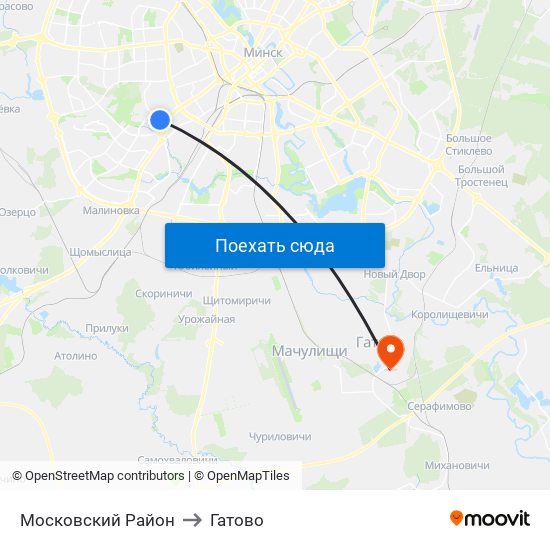 Московский Район to Гатово map