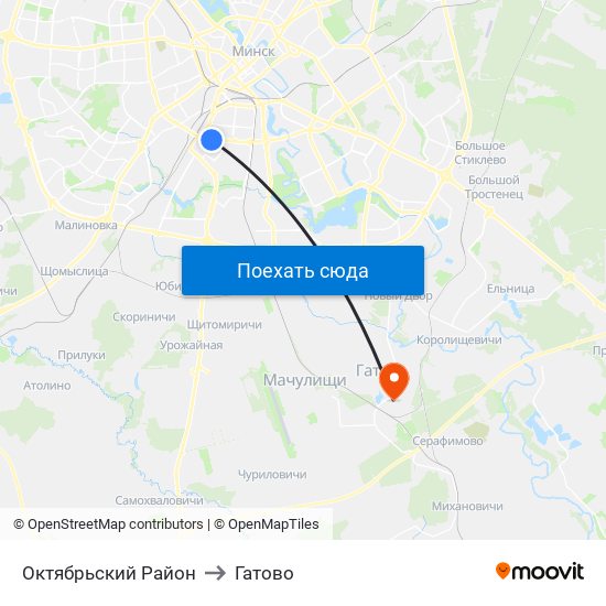 Октябрьский Район to Гатово map
