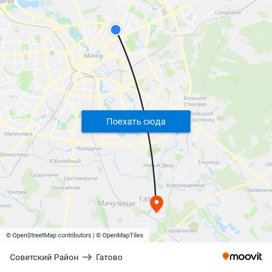 Советский Район to Гатово map
