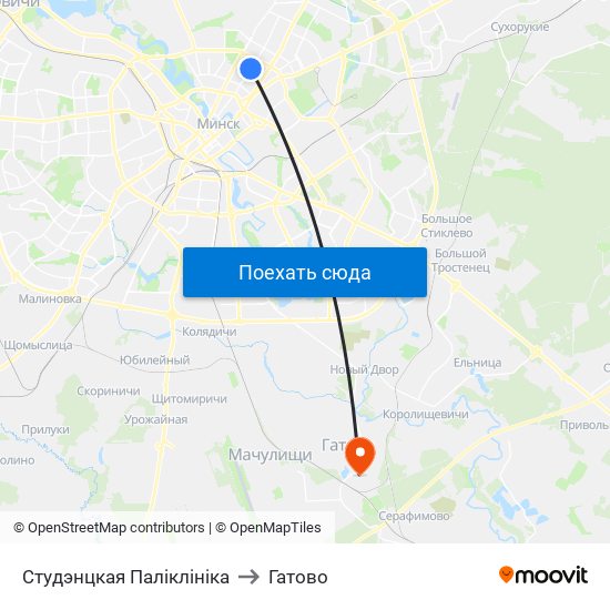 Студэнцкая Паліклініка to Гатово map