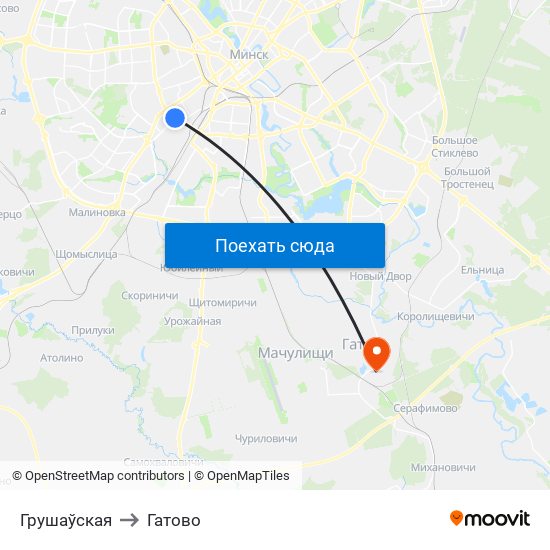 Грушаўская to Гатово map