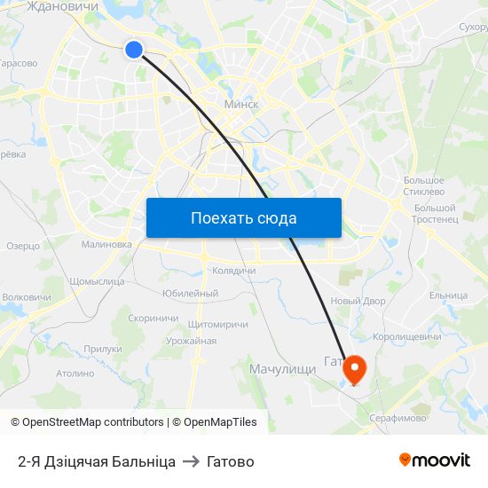 2-Я Дзіцячая Бальніца to Гатово map