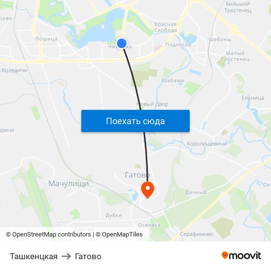 Ташкенцкая to Гатово map