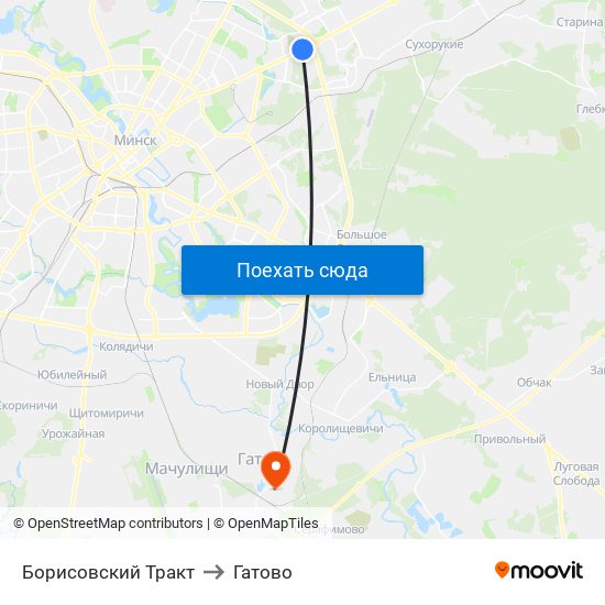 Борисовский Тракт to Гатово map