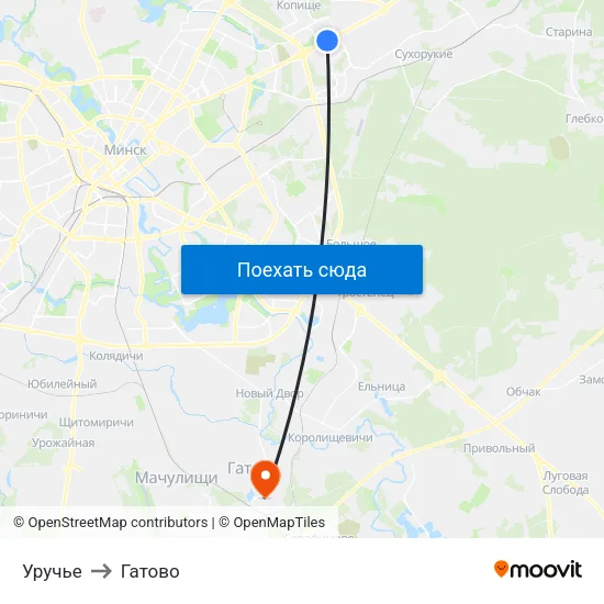 Уручье to Гатово map