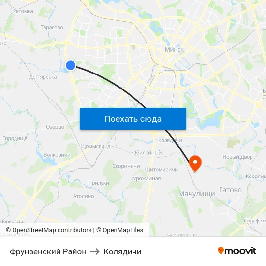 Фрунзенский Район to Колядичи map
