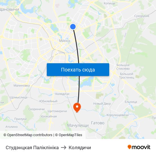 Студэнцкая Паліклініка to Колядичи map