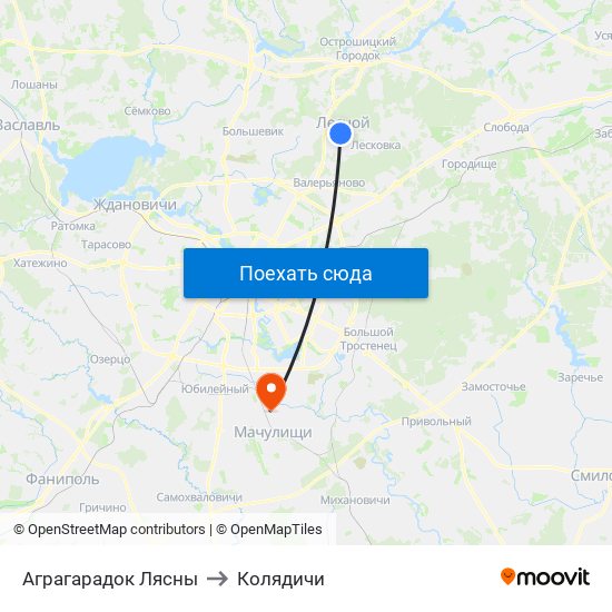 Аграгарадок Лясны to Колядичи map