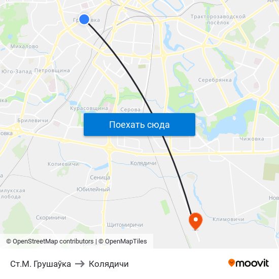 Ст.М. Грушаўка to Колядичи map