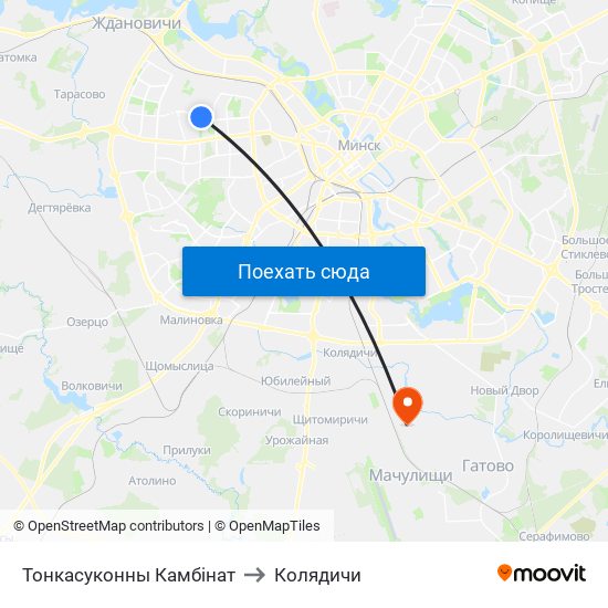 Тонкасуконны Камбінат to Колядичи map