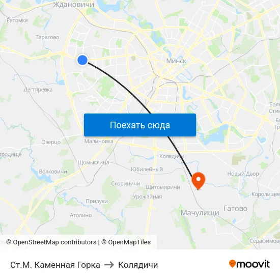 Ст.М. Каменная Горка to Колядичи map