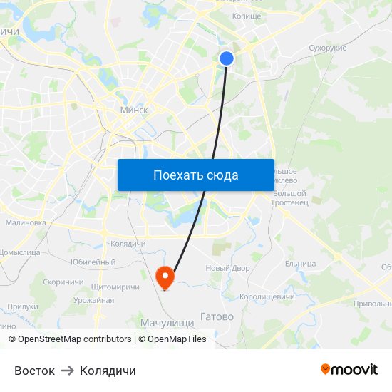 Восток to Колядичи map