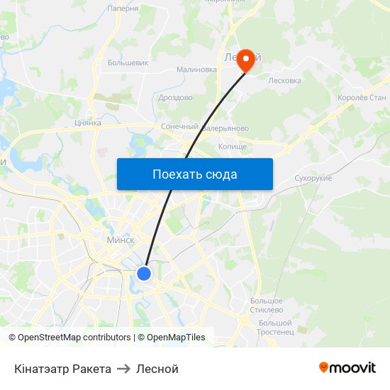 Кінатэатр Ракета to Лесной map