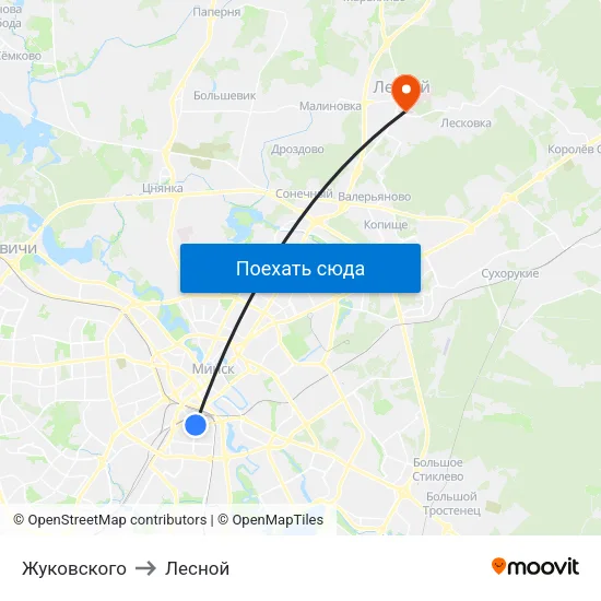 Жуковского to Лесной map