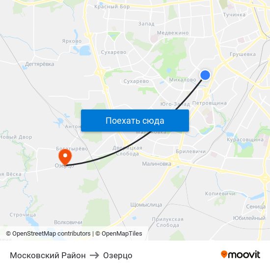 Московский Район to Озерцо map