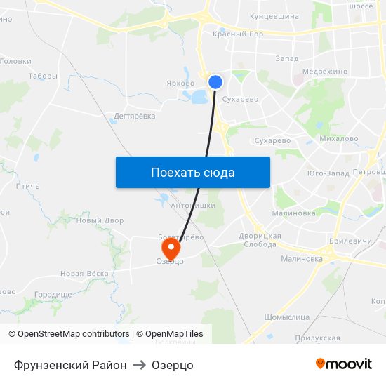 Фрунзенский Район to Озерцо map