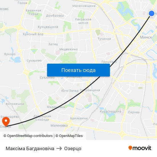 Максіма Багдановіча to Озерцо map