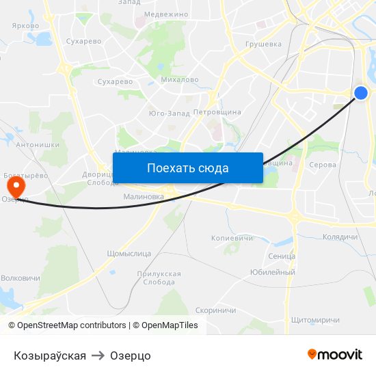 Козыраўская to Озерцо map