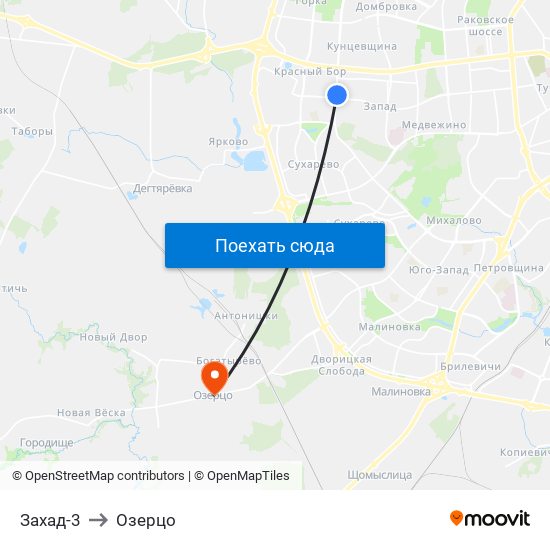 Захад-3 to Озерцо map
