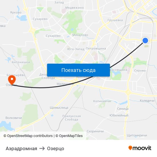 Аэрадромная to Озерцо map