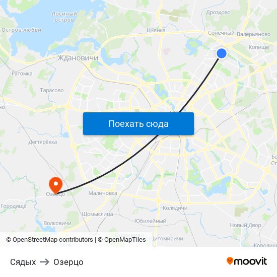 Сядых to Озерцо map