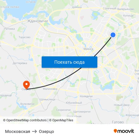 Московская to Озерцо map