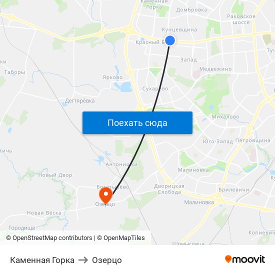 Каменная Горка to Озерцо map