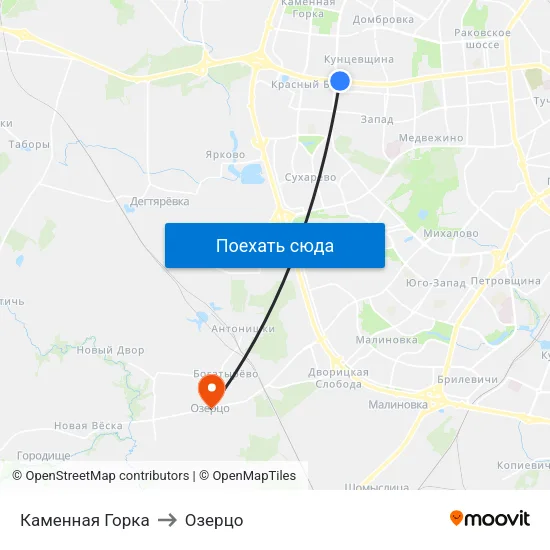 Каменная Горка to Озерцо map