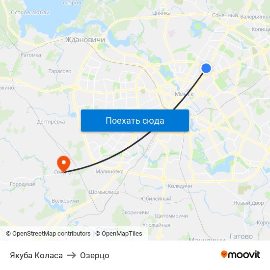 Якуба Коласа to Озерцо map