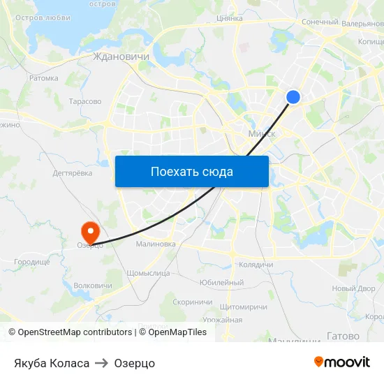 Якуба Коласа to Озерцо map