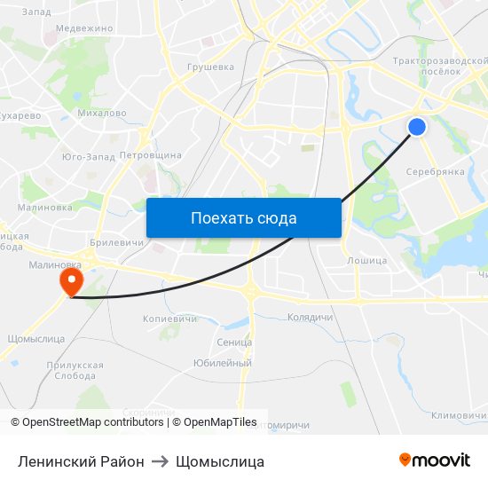 Ленинский Район to Щомыслица map