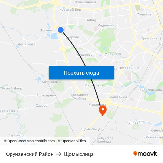 Фрунзенский Район to Щомыслица map