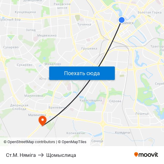 Ст.М. Няміга to Щомыслица map