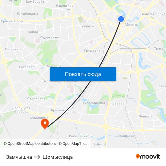 Замчышча to Щомыслица map