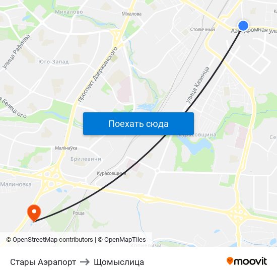 Стары Аэрапорт to Щомыслица map