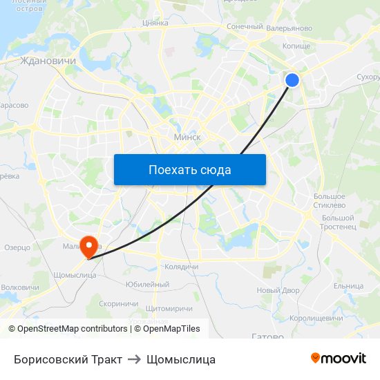 Борисовский Тракт to Щомыслица map