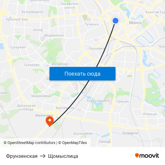 Фрунзенская to Щомыслица map