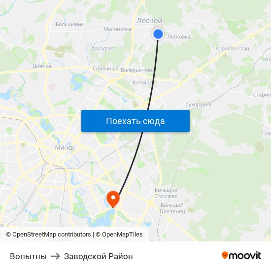 Вопытны to Заводской Район map