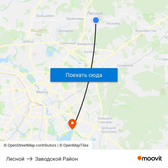 Лесной to Заводской Район map