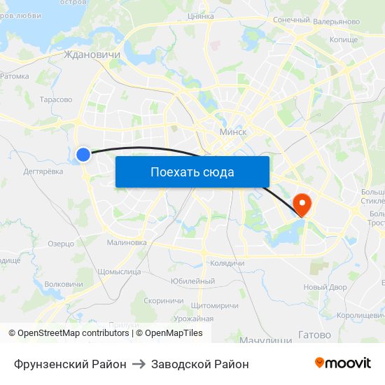 Фрунзенский Район to Заводской Район map