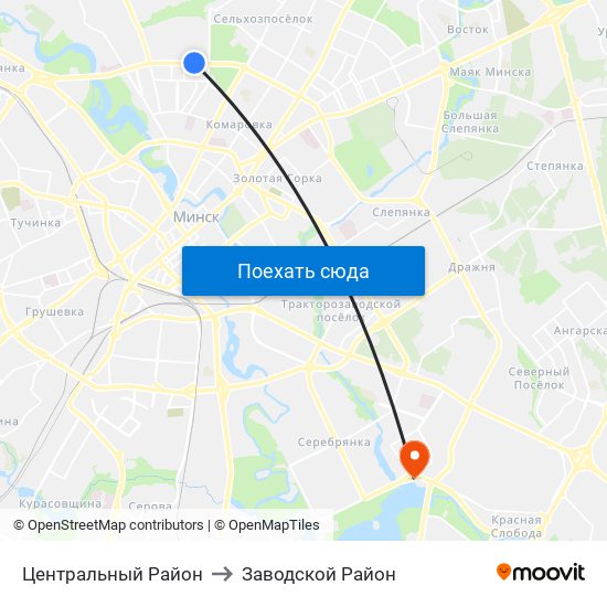 Центральный Район to Заводской Район map